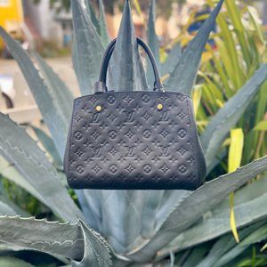USED twice Louis Vuitton Montaigne MM Empreinte Black Noir Leather Bag AH2144